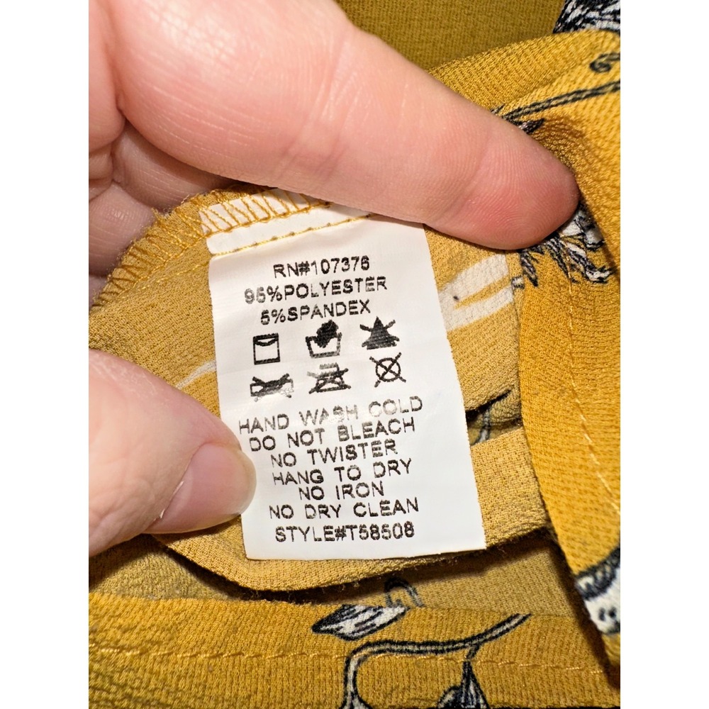 Available by Angela Fashion Womens Yellow Floral Boutique Long Sleeve Top Large - Picture 4 of 4